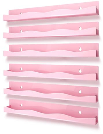 YMVV Lot de 6 étagères murales flottantes pour vernis à ongles, 38,1 cm pour 66 à 90 bouteilles, multifonction, cadeau idéal, excellente présentation pour les salons de vente au détail, rose
