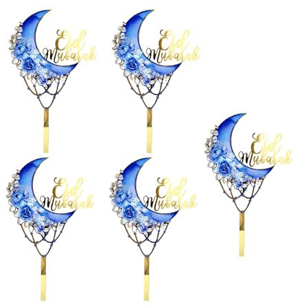 Mumuve Pack 5 Toppers À Gâteau Set Cupcake Toppers Eid Theme Food Food Pick Pick Pick Baking Accessoires pour Creative Party Decors