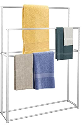Pasteles de Toallas Independientes, Soporte de Toalla de Piso de 2 Niveles para baño, Piscina, Cocina, baño, Soporte de Secado de Hierro de baño, Resistente al óxido, fácil de ensamblar-95x20x110cm