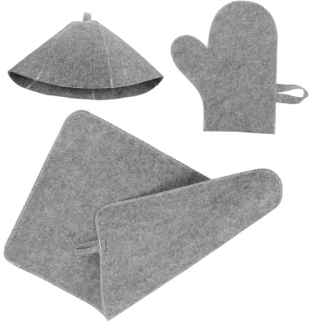Veemoon Sauna con Gorro Guantes y Alfombrilla de Fieltro Absorbente Transpirable y Reutilizable Accesorios Cómodos y Elegantes para Doméstico y Actividades