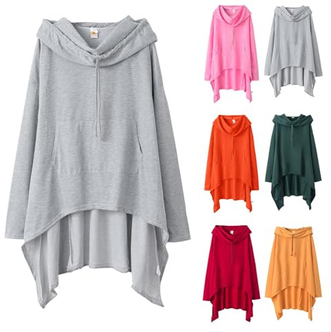 Générique Sweat Femme Oversize Long, Sweat À Capuche Femme Original Sweats | Sol Hoodie Grande Taille Manteau Couleur Unie Manteaux Manche Longue Veste Décontractés Vêtements Polyvalent Sweat