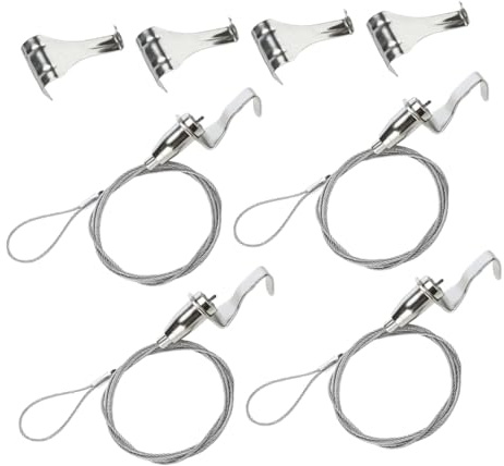 SEWACC 4 Sets Adjustable Picture Hanging Cord with Heavy Duty Wire Rope and Hooks DIY Photo Frame Hanging Kit for Wall Decorations Strong Load-bearing Picture Frame Cord