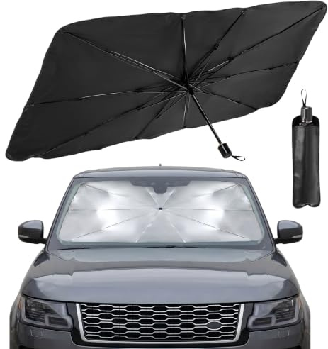 Super Parasol Paraguas Coche Premium ORVAN® | Protector Solar para Coche con Bloqueo UV | Parasol Coche Delantero + Plegable Anticalor | SUV y Turismos | Accesorios Coche | 140cm*80cm