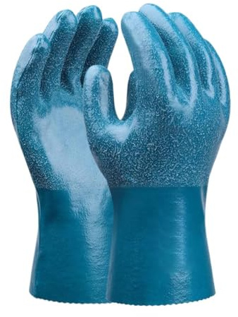 Guantes De Goma Para Servicio Pesado 1 Par Nitrilo Protector Reutilizable | Guantes Reutilizables para Seguridad Industrial Para Hogar, Garaje, Reparación Automotriz, Cocina, Limpieza, Manipulació