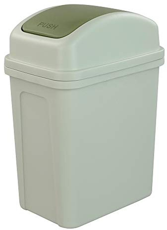Asking 1.8 Gallon Small Trash Can with Swing-top Lid, Plastic Garbage Bin, Green