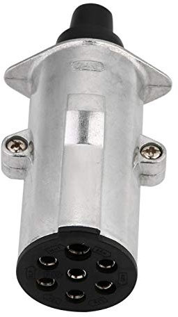 spina rimorchio 7 poli 24v + Spina per rimorchio a 7 pin, tipo N Spina per cablaggio a 7 pin rotonda a 7 poli Adattatore per rimorchio in alluminio per camion rimorchio Caravan (tipo europeo) per spin