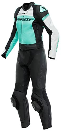Dainese Mirage 2-Teiler Damen Motorrad Lederkombi (Black/Gray/Green,44)