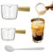 ANTHYTA 2 Pezzi Mini Ciotole Trasparenti in Vetro 100 ml/50 ml Bicchierino per Latte Ciotolina per Snack con Manico in Legno Tripla Bricco Ciotole Decorative per Dessert per Salse, Caffè e Dolce