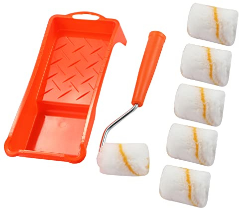 Paint Roller, 2 Inch Small Fine Finish Paint Roller Kit with Tray - Mini Roller Frame,Microfiber Roller Covers,Mini Acrylic Fiber Trim Brush House Decoration Painting