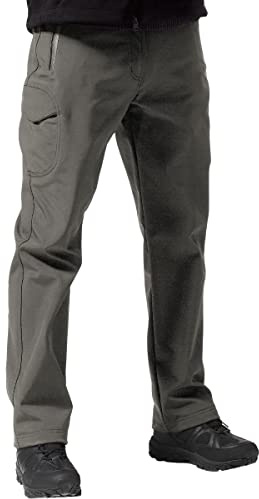 FREE SOLDIER Men's Outdoor Softshell Fleece Lined Cargo Pants Snow Ski Hiking Pants with Belt (Gray 42W x 30L)