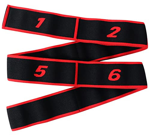 Quelcc Yogagurt, Yoga Stretching Band, Yoga Stretch Gurt mit 8 Schleifen, Yoga Strap für Yoga Bein Training, Fitness, Pilates (Rot)