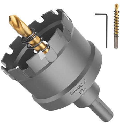50mm Brocas Corona Perforadora Metal, Lytool T.C.T Broca para Sierra Perforadora con Punta para Chapa de Acero Inoxidable, Metal, Aleación, Hierro, Madera