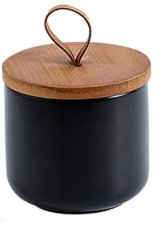 outer treasure Modern Ceramic Jar with Lid Sugar Bowl Coffee Canister Food Storage Jar for Coffee Beans,Sugar,Tea,Spices,ect. (Black 9.15oz/260ml)