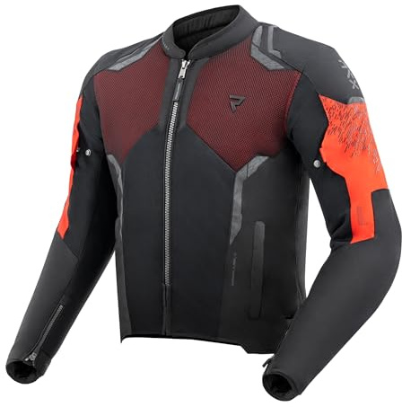 REBELHORN Jax Giacca da Moto Uomo | Tessile | Protezioni per Gomiti, Spalle e Schiena Livello 2 | Membrana Humax Rimovibile | Grandi Pannelli di Ventilazione a Rete