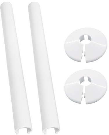 2 Pieces of 15mm White Decorative Covers and 2 Pieces of 15 * 200 Radiator Pipes, Floor Ring and Pipe Sleeve