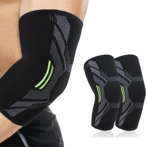 2pcs Gomitiere Palestra Bodybuilding Compressione Gomitiera Tendinite Sportiva Gomitiera Palestra Uomo Donna Fascia Gomito Tennista Gomitiera Epicondilite Manicotto Tutore Gomito Tendinite-L