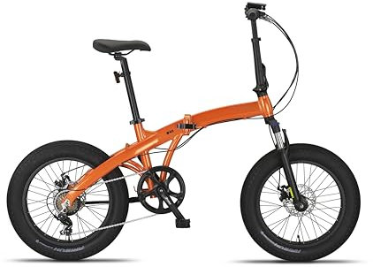 PACTO One FATBIKE Faltrad Klapprad 6 Gänge Aluminiumrahmen Scheibenbremsen LED-Licht 17 kg (Orange)