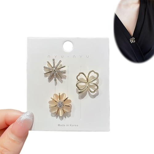 XENQITO Lot de 3 Broches Fantaisie Pour Femme, Pins Mode et Fixation de Vêtements - Accessoires Élégants Chics Comme Cadeau Pour Filles