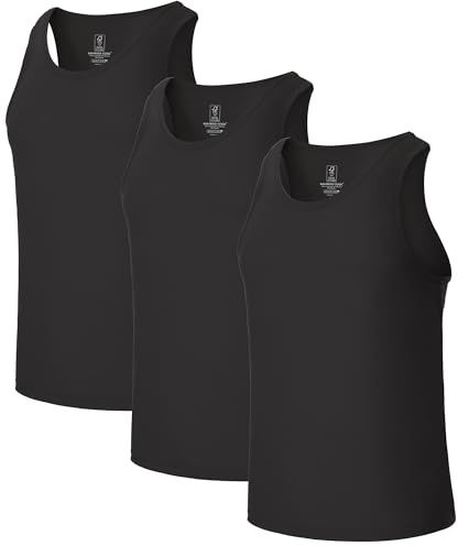 BAMBOO COOL Men's Tank Top Undershirts Moisture Wicking Breathable, Fitted Ruglar Fit T Shirts for Men 3 Pack