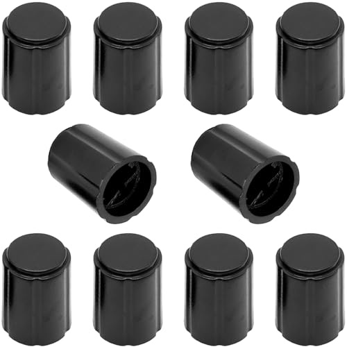 10Pcs 6mm D Type Potentiometer Control Knobs, Plastic Volume Audio Mixer Bass Tone Rotary Knob, for Encoder Electric Guitar Speaker Board DJ Controller Console Control Knob Replacement,Black,11 x 15mm