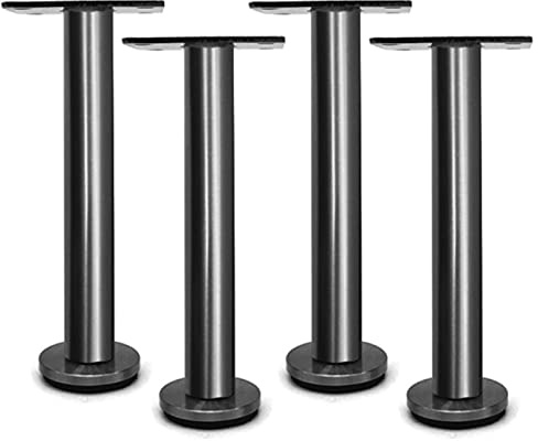 Genérico Pies para Muebles Patas Ajustables de Acero Inoxidable para Gabinetes Bases Sofás Mesas de Centro Y Mesas con Tornillos 8-32 cm 4 Unidades de Metal (21 cm Negro Perla)