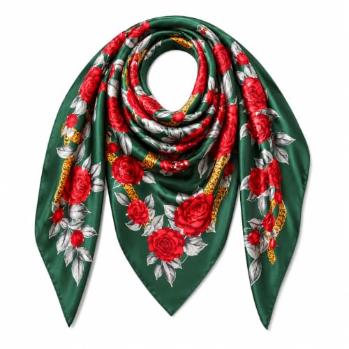 prinfantasy Women Scarf Large Square Silk Like Lightweight 90CM Hair Wrap for Sleeping Neckerchief SF-P91