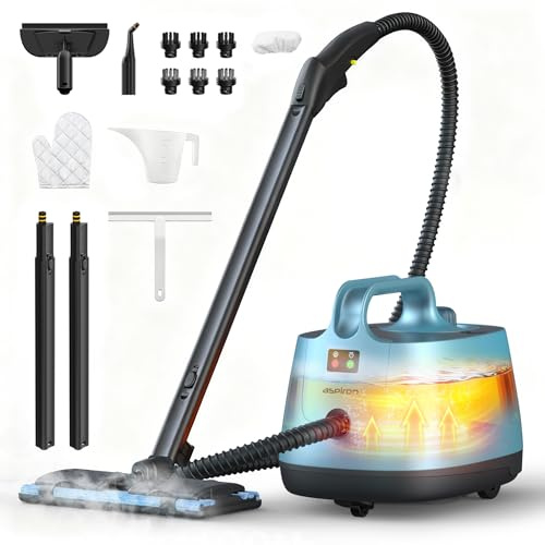 Steam Cleaner, 293°F 58 PSI Powerful Multipurpose Handheld Steam Mop for Home Use, 21 Attachments, 50Oz Capacity, Heavy Duty Steamer for Carpets, Floors, Cars, Tiles, Crack Cleaning, Azure