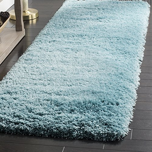 Safavieh Tapis Shag pour Salon, Salle à Manger, Chambre à Coucher - Polar Shag Collection, Tapis à Poil Court, Turquoise Clair, 69 X 244 cm