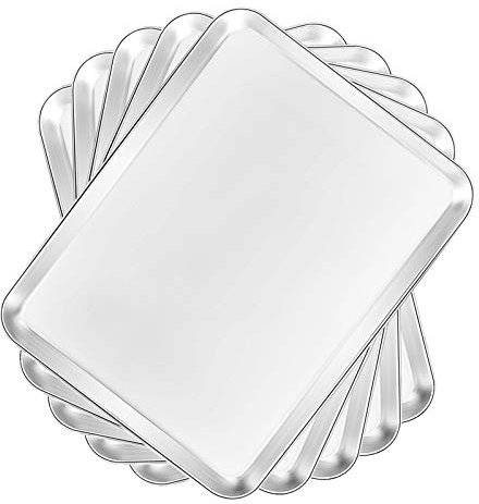 Bakplåtar 5 stycken, Bastwe rostfritt stål bakplåt plåt kakplåt, rektangulär storlek 9 x 7 x 2,5 cm, hälsosam och giftfri, rostfri och spegelfinish, lätt att rengöra och diskmaskinssäker