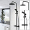 Architeckt® Thermostatic Shower Mixer Set with Rainfall Head Valve Adjustable Riser Rail Handset and Hose Showers Thermostat Round, Matt Black