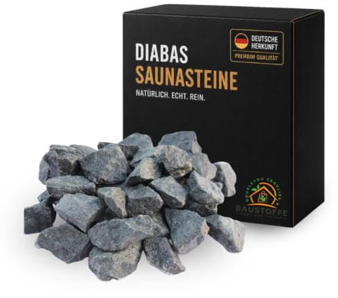 Doubleyou Geovlies & byggmaterial | Bastustenar premium 10 kg | 50–80 mm DIABAS-medel | För alla bastuugnar | värmebeständig och värmelagrande | handplockade och högkvalitativa | gjutstenar