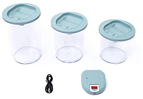 Vakuumpumpe inkl. 3 Vakuumdosen (1,0/1,5/2,0 Liter) - BPA-frei, lebensmittelecht und spülmaschinengeeignet