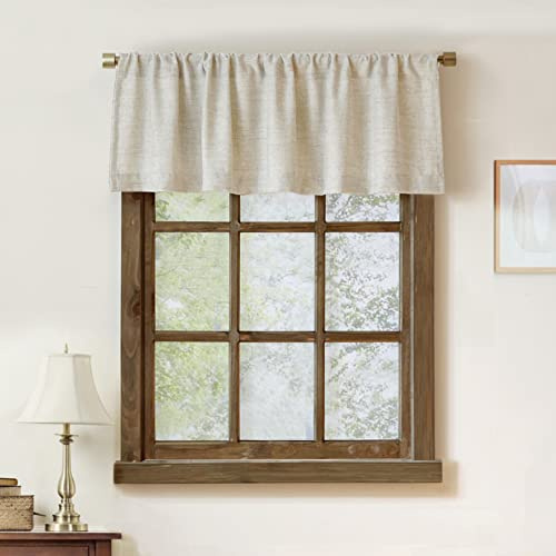 Mantovana in finto lino per finestre, cucina, soggiorno, mantovana, tasca per asta, rustica, bagno, piccole finestre, 137,2 x 38,1 cm, naturale)