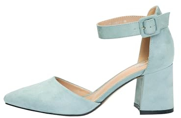 Rio Fiore Scarpe con Tacco, 7cm Tacco Largo, Décolleté Donna, Blu, Tessile, Cinturino alla Caviglia, H1877-A0142-17 (Blue Microfiber, 39 EU)