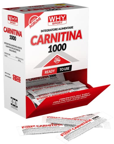 WHY SPORT CARNITINA 1000 - Integratore Alimentare Energetico a Base di L-carnitina – Gusto Agrumi – Box da 60 Sticks – 10 ml