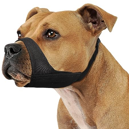 Mayerzon Museruola morbida per Pitbull, bulldog, boxer, rottweiler, anti morso, corteccia, per toelettatura, museruola in tessuto per cani a muso medio grande e corto