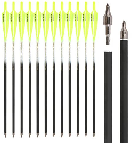 limaity Bogenschießen Armbrust Bolzen Armbrust Pfeil 16 17 18 20 22inch Jagdpfeile ID 7.6mm OD 8.8mm 125 Korn austauschbare Pfeilspitze für Armbrust Bogenschießen Praxis Jagd (Gelb, 16 Zoll)