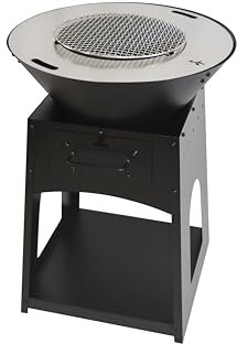 Brasero avec plaque de cuisson plancha, polyvalent, tiroir à cendres, construction robuste