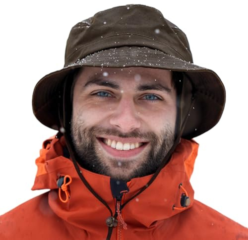 TOP-EX Chapeau d'hiver imperméable unisexe L/XL/XXL, chapeau cloche doublé en polaire chaude, chapeau de pluie d'extérieur pour les jours froids et pluvieux, réglable | pliable | coupe-vent, XL
