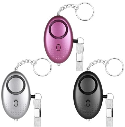flintronic Persönlicher Alarm, 3 Stück 140 dB Selbstverteidigungsalarm , Taschenalarm Sirene mit LED-Licht und Schlüsselanhänger, für Frauen, Kinder, ältere Menschen, Nachtschicht
