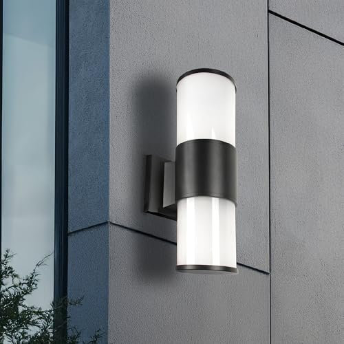 Miratic Applique da Esterno E27 Ideale per Giardino Balcone Terrazza IP54 Lampada da Parete 2xE27 da max. 15W (lampadine non inlcuse) Luce da Esterno Colore Nero (senza sensore di movimento)