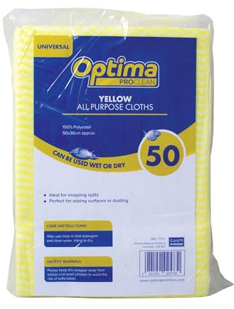 Optima ProClean Yellow All Purpose Cleaning Cloths, 50 Pack, 50 x 36 cm
