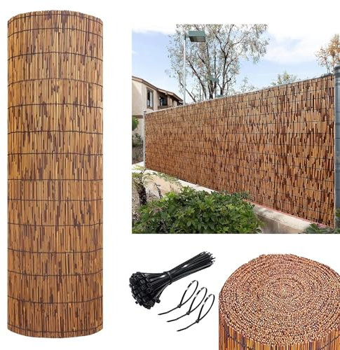 Terrassen-Sichtschutz/dekorativer Schilfzaun, natürliche Zaunrolle, Roll-Up-Rollo, 6 x 4 m hoch, Bambuszaun für Outdoor, Galerie, Restaurant, Hotel, Terrasse (0,6 x 4 m)
