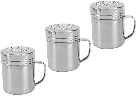 Mobestech Set 3 Contenitori per Condimenti in Acciaio Inossidabile Barattoli per Sale e Sale Dispenser per Cucina Facili da Usare per Ristoranti e Casa