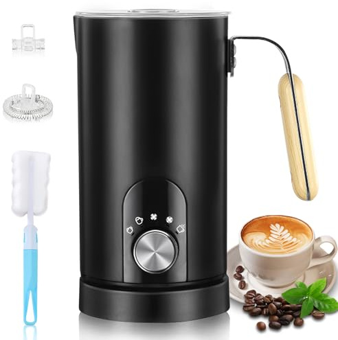 BUOAZR Milchaufschäumer Elektrisch 5-in-1, 350ml Fassungsvermögen, Heißer & kalter Milchschaum, Milch erwärmen, Antihaftbeschichtung, Automatische Abschaltung, für Latte, Cappuccino und Kakao