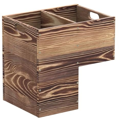 THOOUM Wooden Stair Basket with Handles, 300mm Wide Staircase Basket Organizer for Carpeted & Wooden Stairs