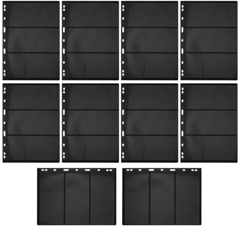 BESPORTBLE Stamp Collection Book Pages 10 pack Double-Sided Loose-Leaf Inserts 3-Row Stamp Album Sheets for Standard Binder Organise Collecting and Display