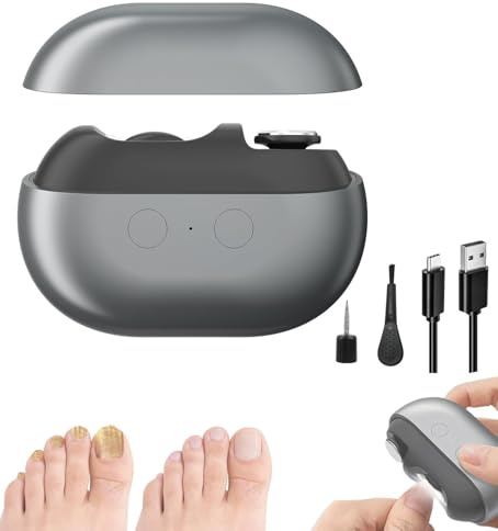 3-in-1 Multi-Functional Smart Nail Clipper, Smart Nail Clipper for Seniors, Electric Nails Care Tool with LED Light, Painless Toenail Trimmer for Thick Nails, Arthritis, Low Vision (-Gray)