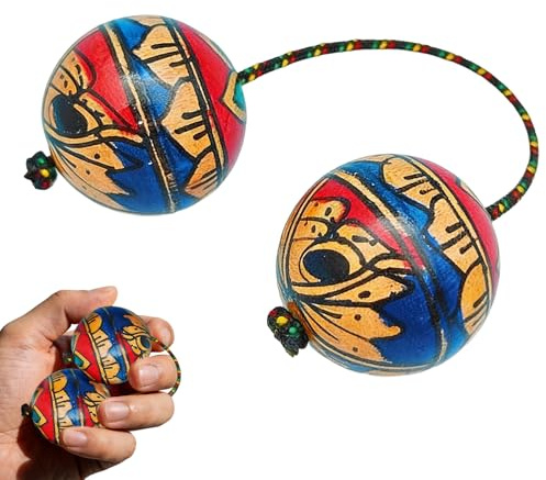 Instrumento Asalato Tambor Africano de Madera Pintado a Mano