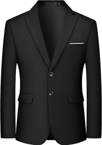 QUELDRA Blazer Homme Slim Fit 2 Boutons Chic et Élégant Veste de Costume Décontracté Légère pour Business et Mariage à Revers Étagés